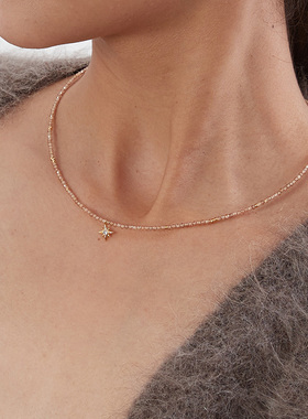 KITSH香槟金锆石珠八芒星吊坠串珠项链女小众简约温柔精致锁骨链