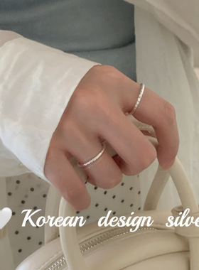 ｛碎冰冰戒指｝韩国Ins风小众银饰品S925纯银简约开口可调戒指女