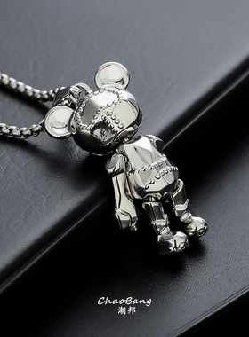 ｛可活动小熊钛钢项链｝潮时尚小众个性设计高级感时尚饰品