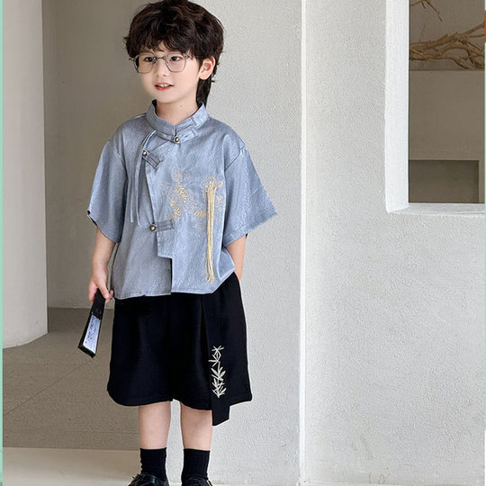 Traje Tang para niño, estilo chino Hanfu, tendencia de vestimenta atractiva