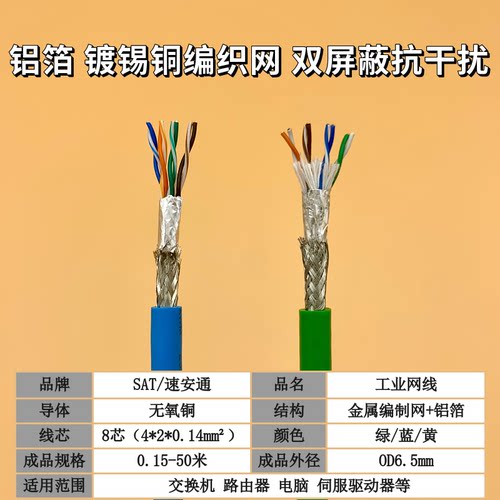 工业级以太网线Profinet/EtherCat CAT6A千兆屏蔽CAT5伺服柔性 - 图0