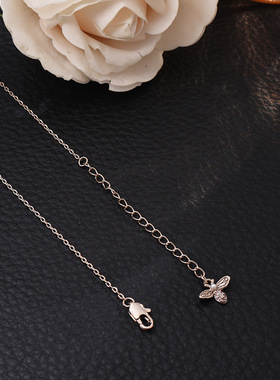 【铜微镶锆石】跨境欧美白色锆石五瓣花吊坠项链精致小众设计感