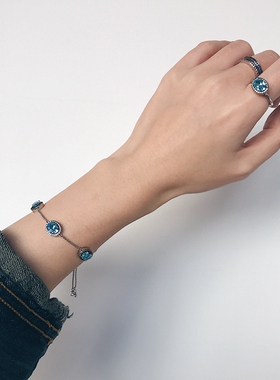 曼哈顿老牌HB 新款LUXE OVAL海蓝色项链耳钉手链