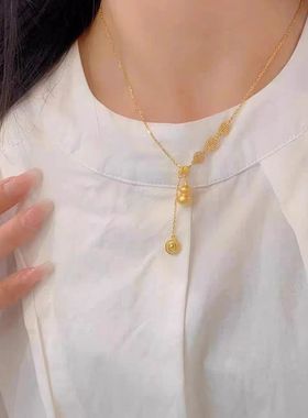 超特别的热销葫芦项链女款独特设计新款福禄福字锁骨链套链一体