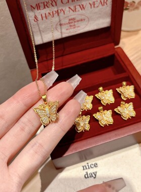 金店同款古法沙金项链高级感轻奢气质小众新中式锁骨链金葫芦设计