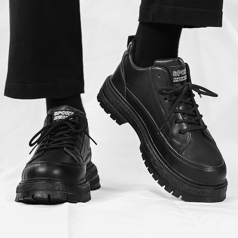 男鞋冬季英伦商务正装休闲厨师皮鞋厨房工作防水防滑黑色工装板鞋,淘宝优惠券,粉丝福利购,淘宝优惠卷