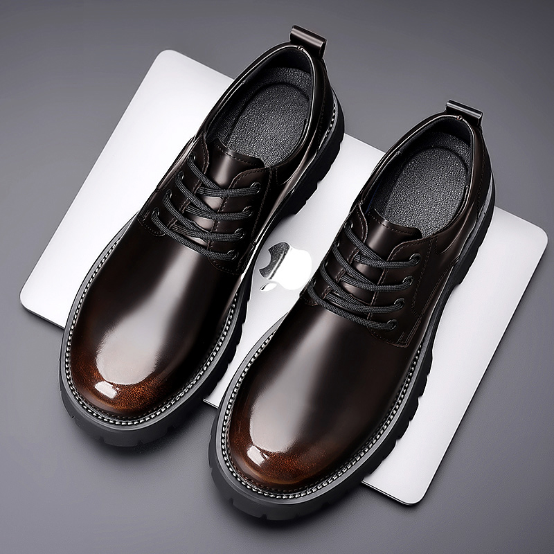 男鞋冬季商务正装英伦休闲增高西装渐变色皮鞋青少年真皮工作潮鞋 - 图1