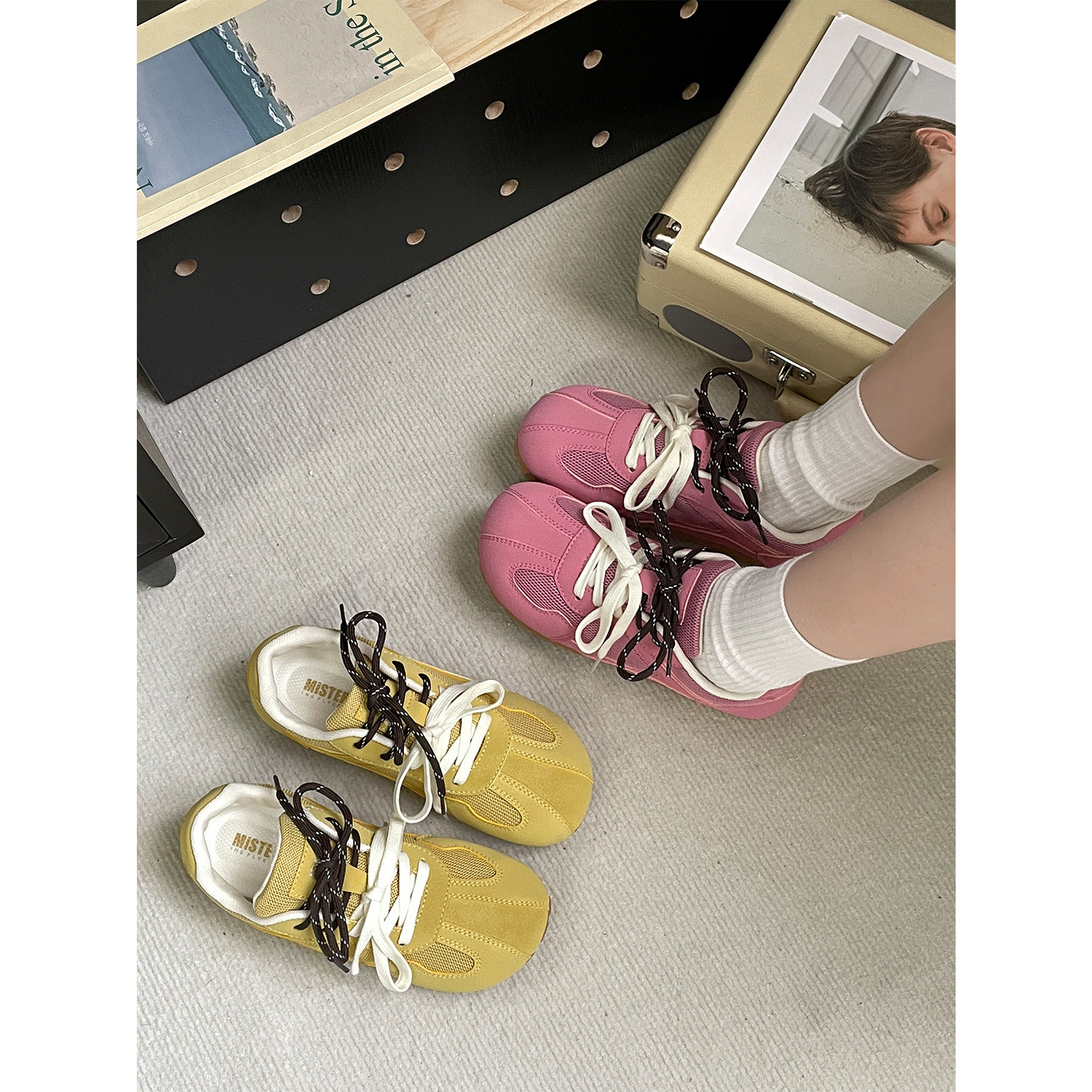 美式多巴胺复古网面德训鞋女透气百搭软底芭蕾风平底系带小众板鞋,淘宝优惠券,粉丝福利购,淘宝优惠卷