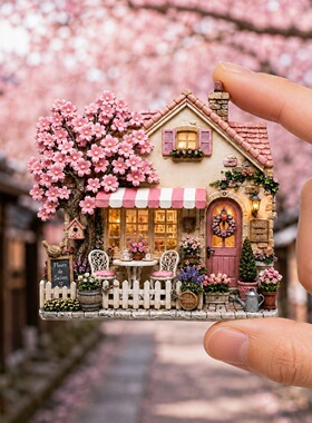 樱花小屋树脂浮雕磁吸冰箱贴跨境旅游纪念品小礼品伴手礼装饰批发
