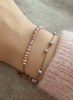 好事物原创设计叠戴淡水珍珠女小众百搭手链2025新款手工编织手串