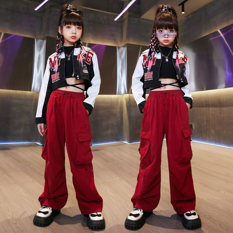 女童爵士舞蹈演出服装机车风外套夹克短款酷帅街舞服2024元旦表演,淘宝优惠券,粉丝福利购,淘宝优惠卷