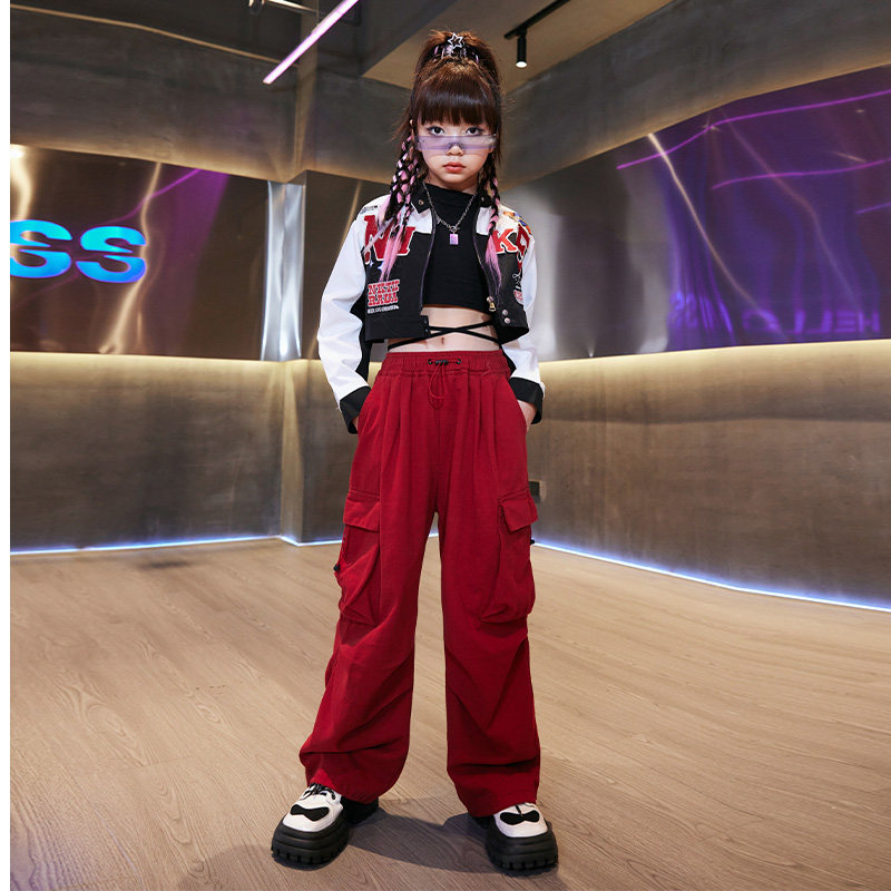 女童爵士舞蹈演出服装机车风外套夹克短款酷帅街舞服2024元旦表演,淘宝优惠券,粉丝福利购,淘宝优惠卷