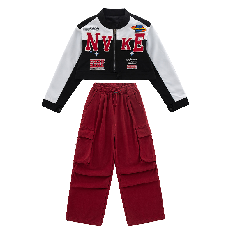 女童爵士舞蹈演出服装机车风外套夹克短款酷帅街舞服2024元旦表演,淘宝优惠券,粉丝福利购,淘宝优惠卷