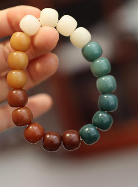 天然渐变风化白玉菩提根手串老型桶珠文玩绕指柔菩提子佛珠手链