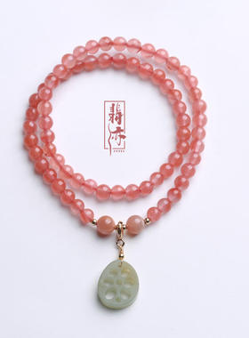 天然5MM双层南红玛瑙手链吊和田玉藕片 多圈圆珠手串女民族风