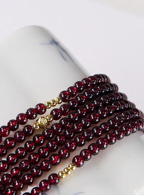 2025新款天然石榴石八圈设计师原创设计多用途项链手链脚链百搭饰