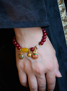 天然8MM原矿紫金朱砂手链女吞金兽十全十美手串龙年闺蜜礼物