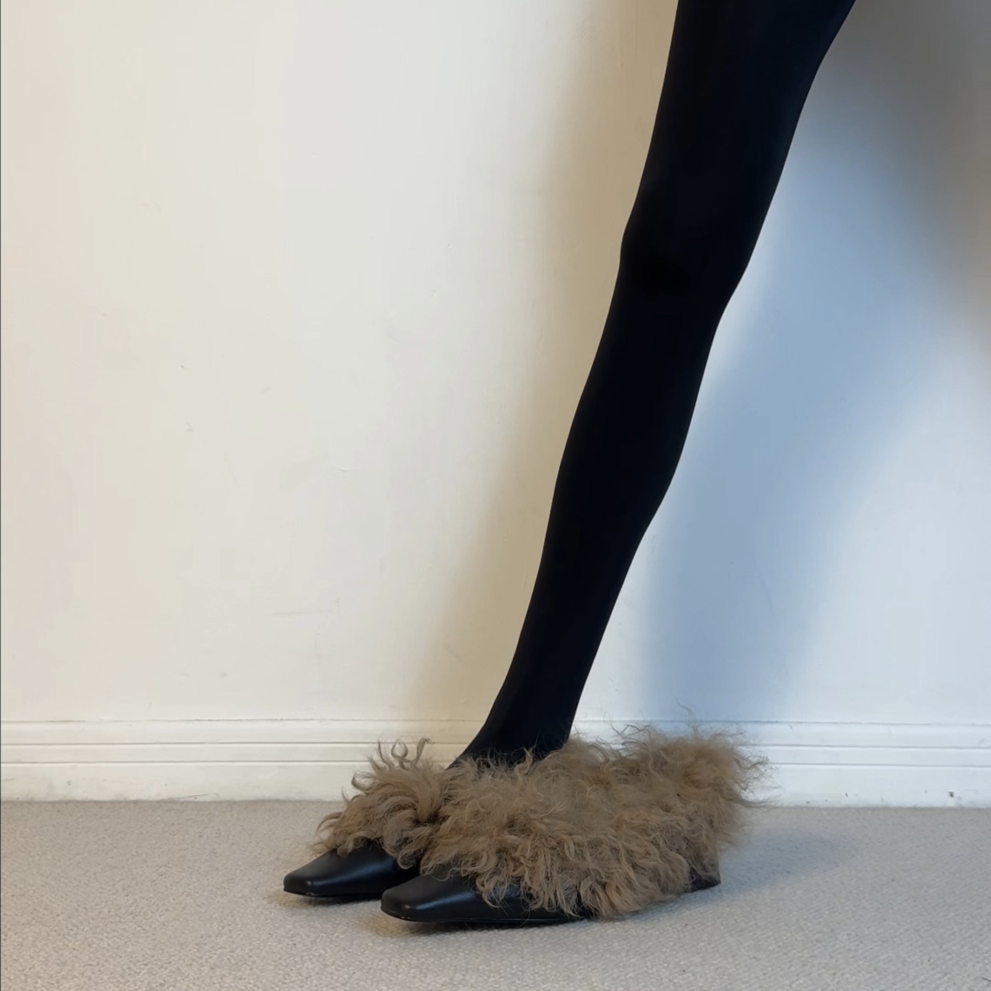 2025秋冬新款真皮方头粗跟毛毛鞋羊毛加绒里深口单鞋女保暖小皮鞋,淘宝优惠券,粉丝福利购,淘宝优惠卷