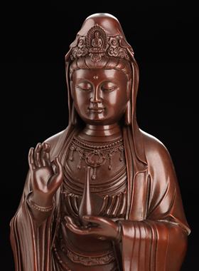 铜贴金普陀山南海观音家居摆件