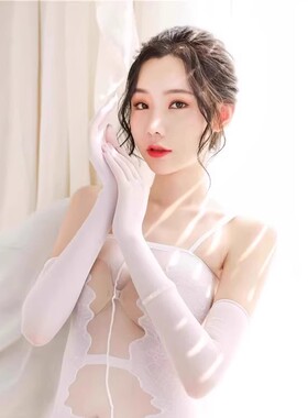 黑丝手套性感手丝五指分指黑色丝袜男女长款超薄情侣飞机丝滑袖套