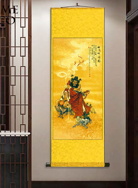 钟馗醉酒丝绸卷轴装饰挂画醉酒钟馗图书法神仙神像画绢布神仙字画