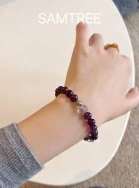 一枝三树 原创紫水晶设计手串女款不掉色天然水晶上岸叠戴礼物