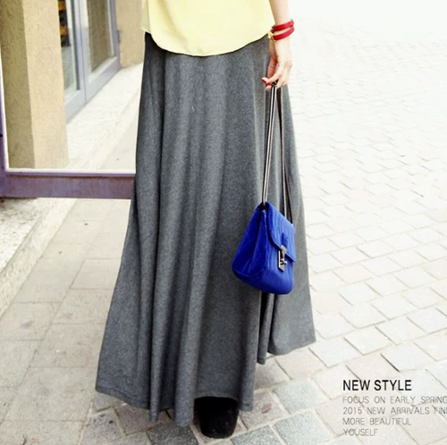 Приталенная эластичная длинная юбка, осенняя, высокая талия, эластичная талия, свободный крой, яркий броский стиль