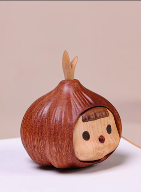 实木制作可爱蒜头妹山竹多妹可爱小鸡家居可爱桌面车载摆件礼物