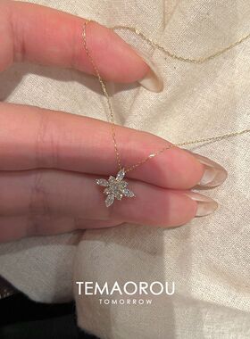 爆闪仿满钻星芒吊坠项链女款2026新爆款轻奢高级感极细锁骨链配饰