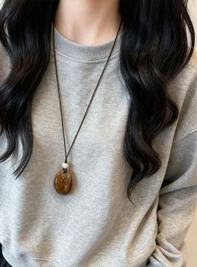 复古项链女款2026新款毛衣项链配饰长款吊坠项链美拉德新中式项链