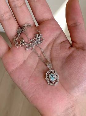 赛里木湖复古清冷蓝色鸽子新款项链布契风高级爆闪时尚气质锁骨