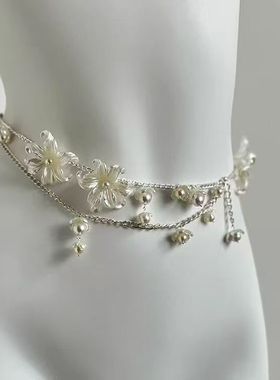 月光百合~仙女花朵项链腰链多戴法身体链条爆款小众脖子颈链