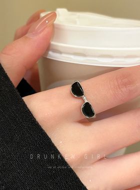 趣味创意墨镜开口戒指女轻奢小众精致高级感食指戒甜酷设计感指环