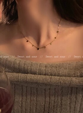 小圆片项链锁骨链秋冬毛衣链潮