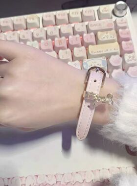 choker小狗派对 粉色皮质项圈小众高级感COS洛丽塔气质手环礼物女