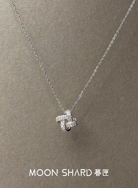 爆闪满钻几何交叉项链简约时尚百搭秋冬毛衣链韩系气质高级锁骨链