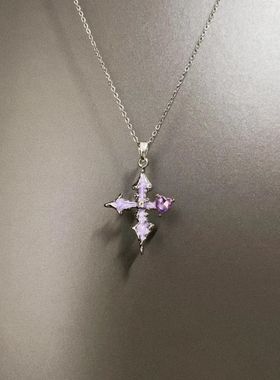 「黑夜森林」暗黑哥特风月亮紫色项链2025新款小众设计精致锁骨链