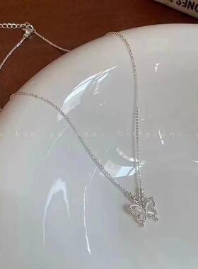 清冷感新中式猫眼石蝴蝶项链女