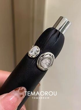 vintager中古银色古币戒指女古着食指戒轻奢高级感独特指环配饰品