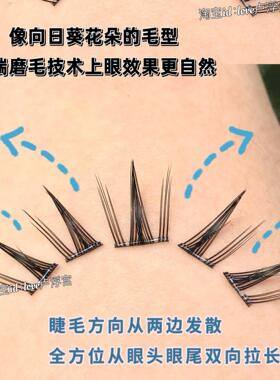 向日葵免胶假睫毛自然上镜分段
