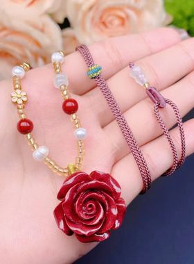 天然原矿朱砂项链高含量紫金砂塔链妈妈锁骨链挂件女友闺蜜礼物