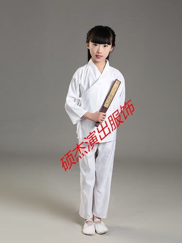 古装汉服男女儿童中衣打底内衬白色贡缎古代内衣睡衣套装表演出服 - 图1