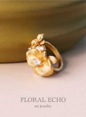 【兰影轻栖】925纯银戒指女设计师小众原创蝴蝶兰手工花卉戒