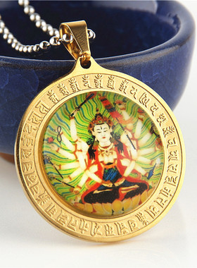 准提母镜千手观音吊坠男女钛钢