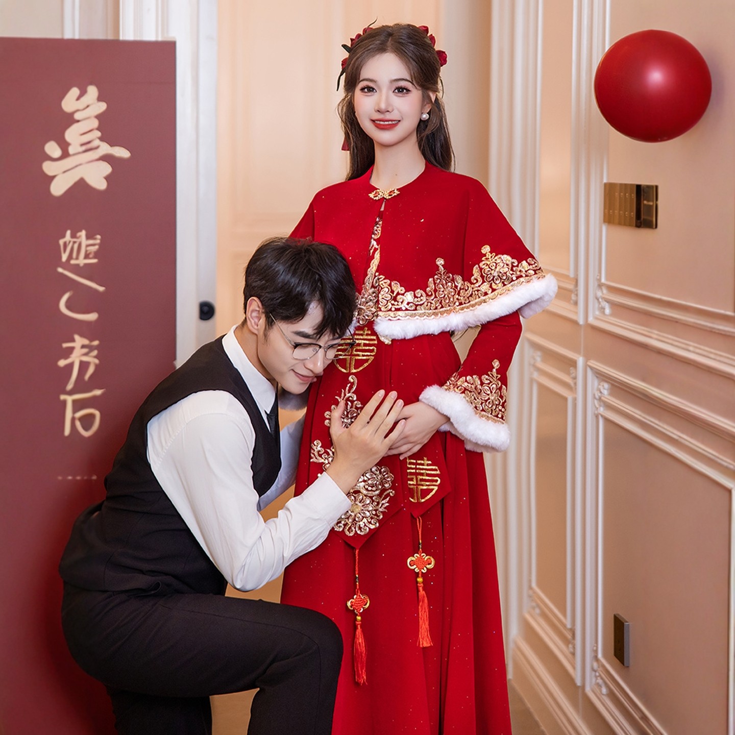 海棠记孕妇敬酒服中式秀禾旗袍加绒订婚礼服结婚大码胖mm遮肚秋冬,淘宝优惠券,粉丝福利购,淘宝优惠卷