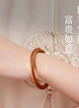 手镯木质老桃木女款红木镯子紫檀木文玩情侣本命年饰品