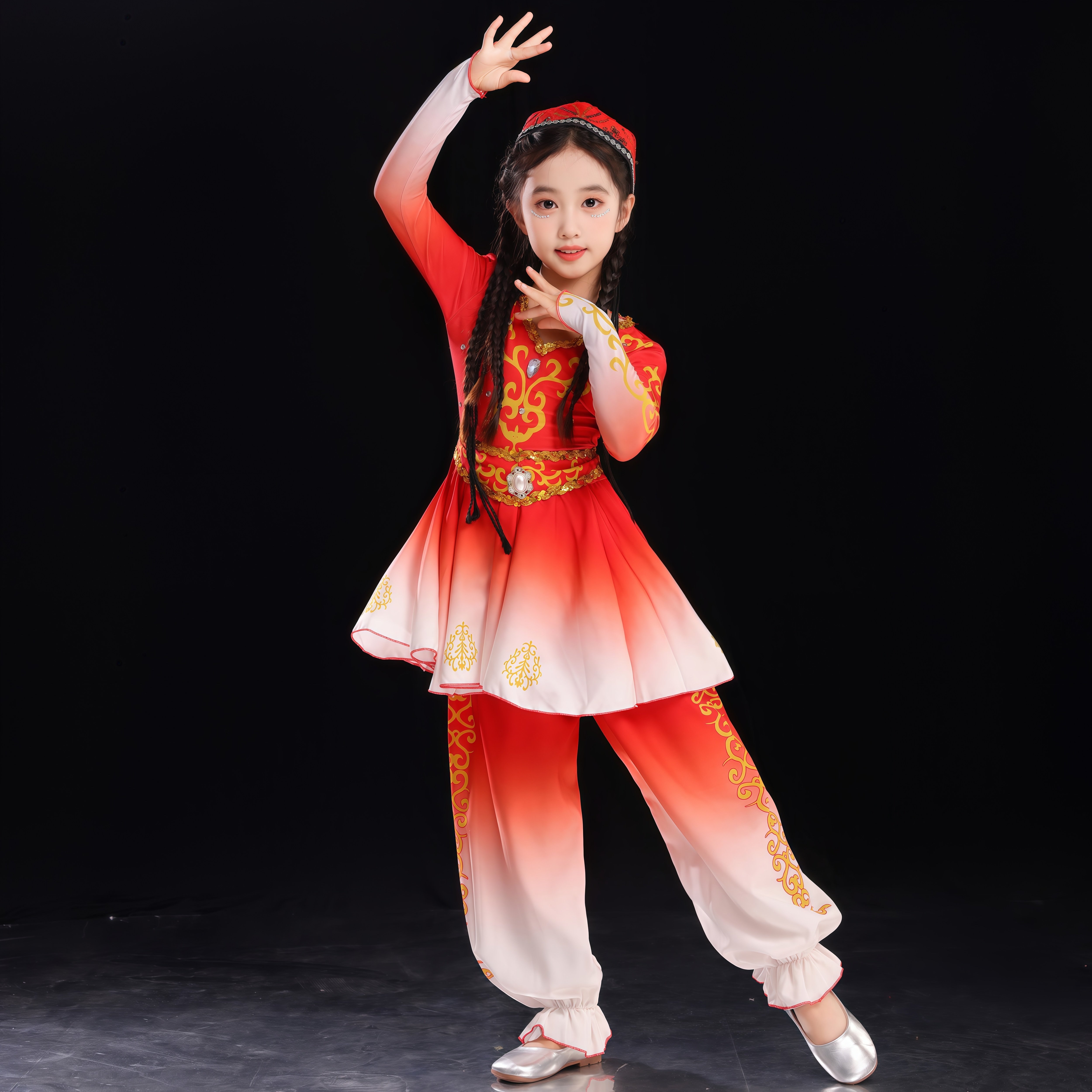 新款新疆维族舞蹈服装儿童长袖古丽演出服幼儿园舞蹈服舞台表演服,淘宝优惠券,粉丝福利购,淘宝优惠卷