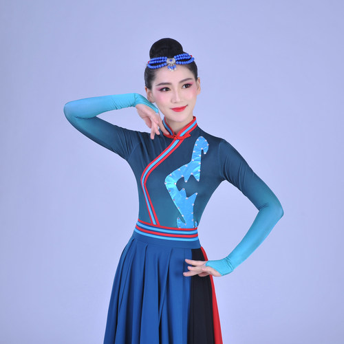 新款蒙古演出服女装鸿雁舞蹈服装蒙古袍成人少数民族表演服天边 - 图1