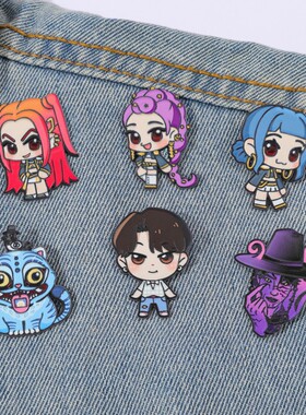 可爱卡通创意个性K-POP猎魔女团金属徽章小老虎乌鸦合金胸针配饰