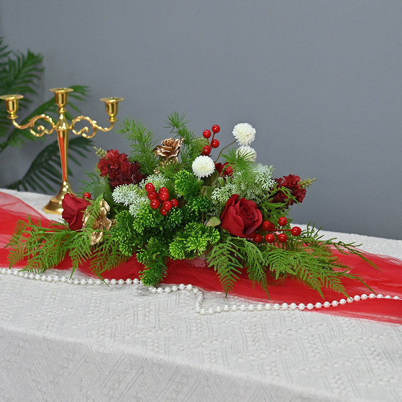 圣诞节装饰品商场橱窗场景公司年会桌面布置圣诞树家用摆件仿真花,淘宝优惠券,粉丝福利购,淘宝优惠卷